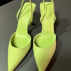 H&M Neon Lime Pointed Slingback Heels